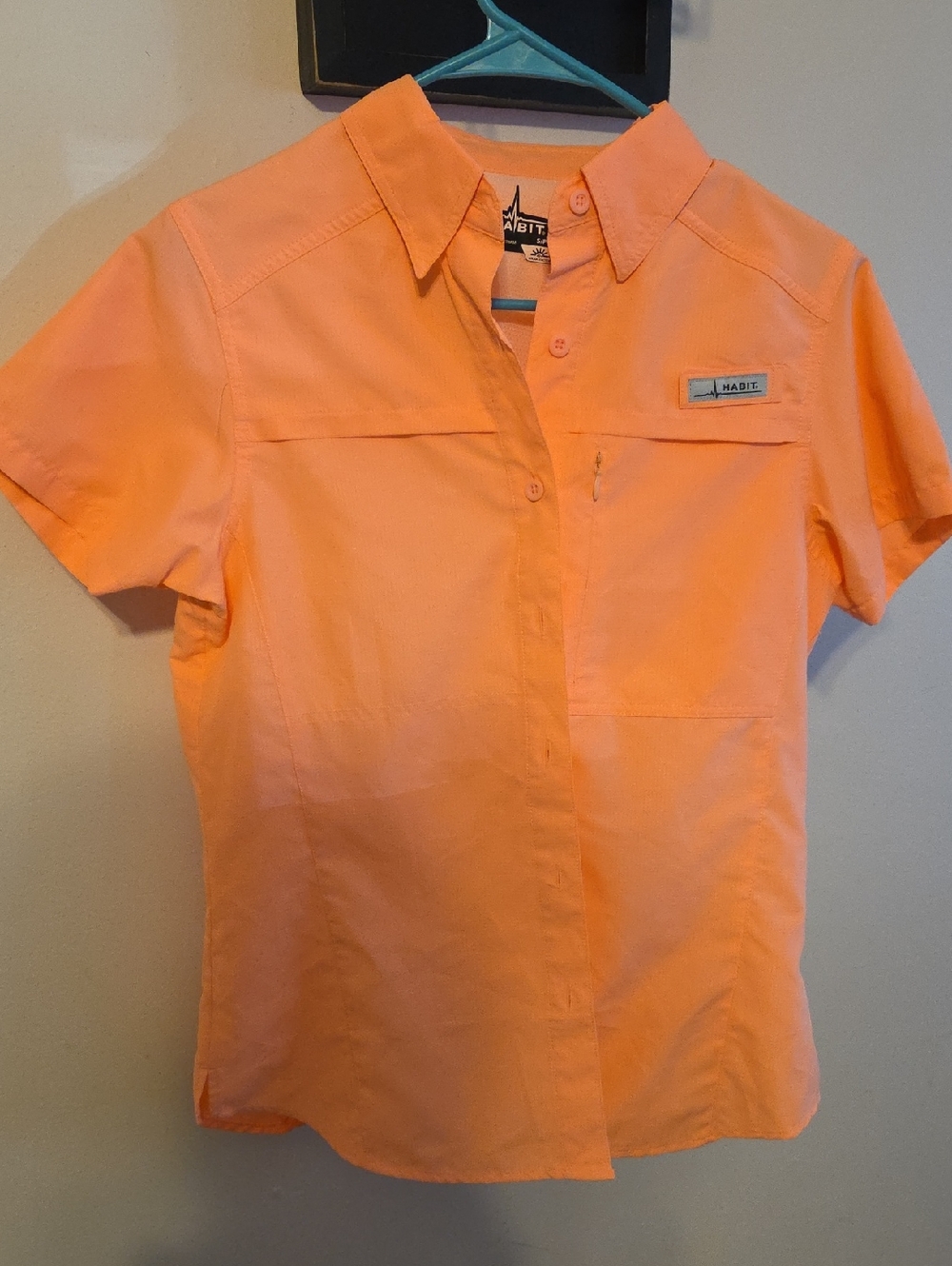 Habit Women's Short Sleeve Button Front Shirt - Coral
